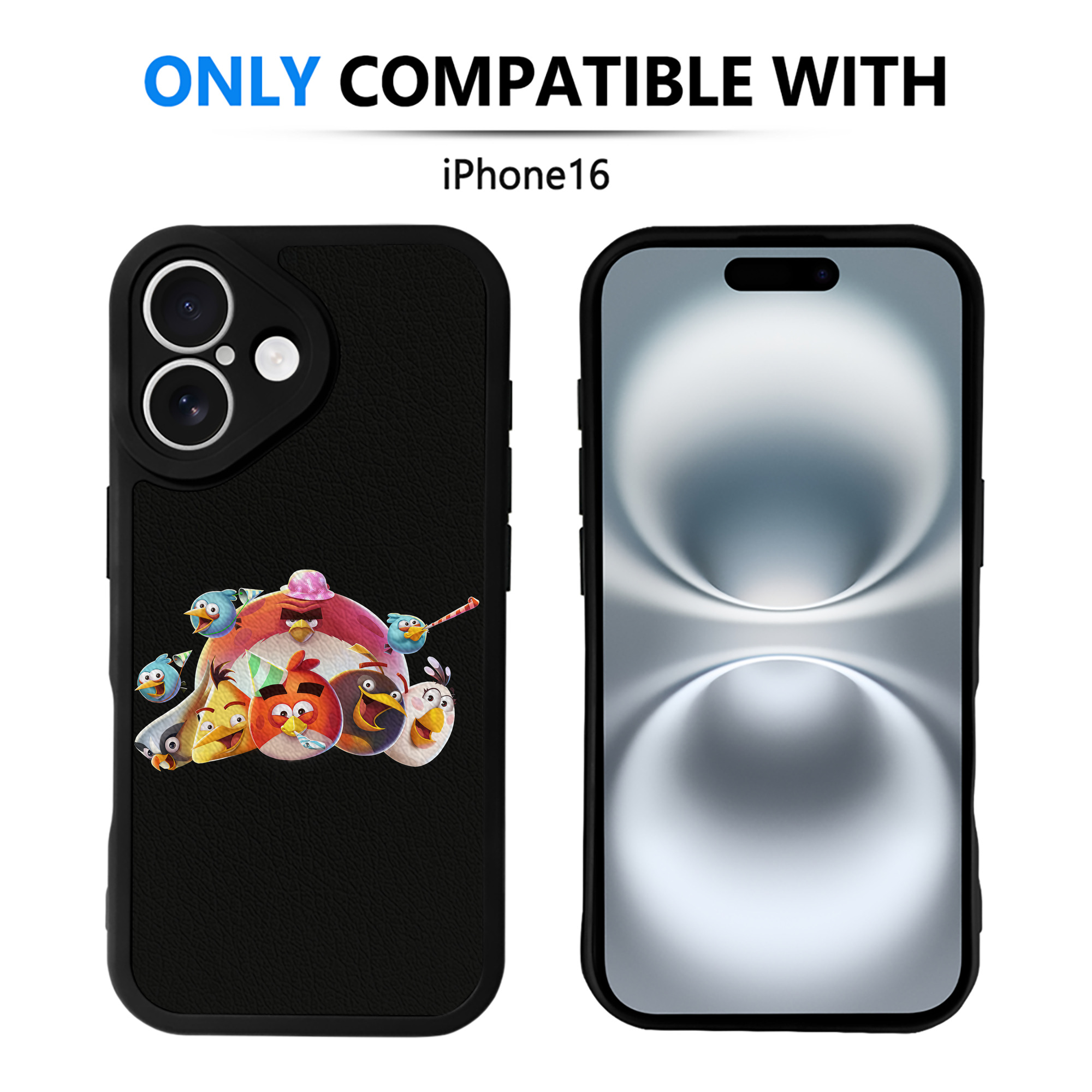 （画像用） Angry Birds アングリーバード 【iPhone 16シリーズ対応】シリコンスマホケース（レザー調） 材質：シリコン